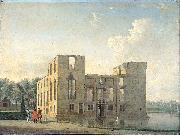 Jan ten Compe Berckenrode Castle in Heemstede after the fire of 4-5 May 1747: rear view. oil painting on canvas